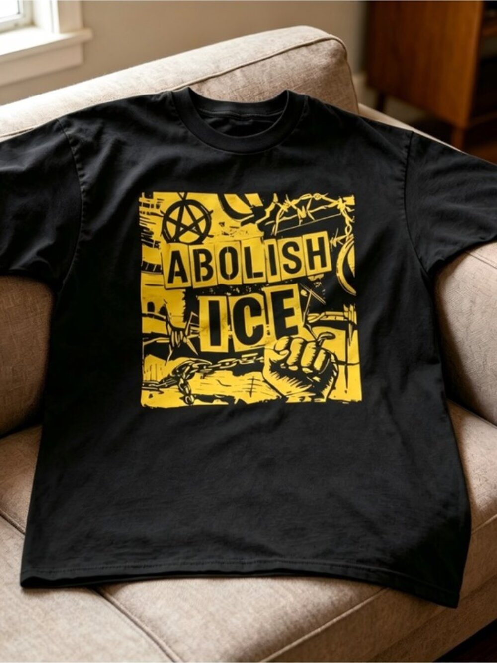 Y2K cute Abolish ICE protest graphic tee black Women Men T-shirt unisex